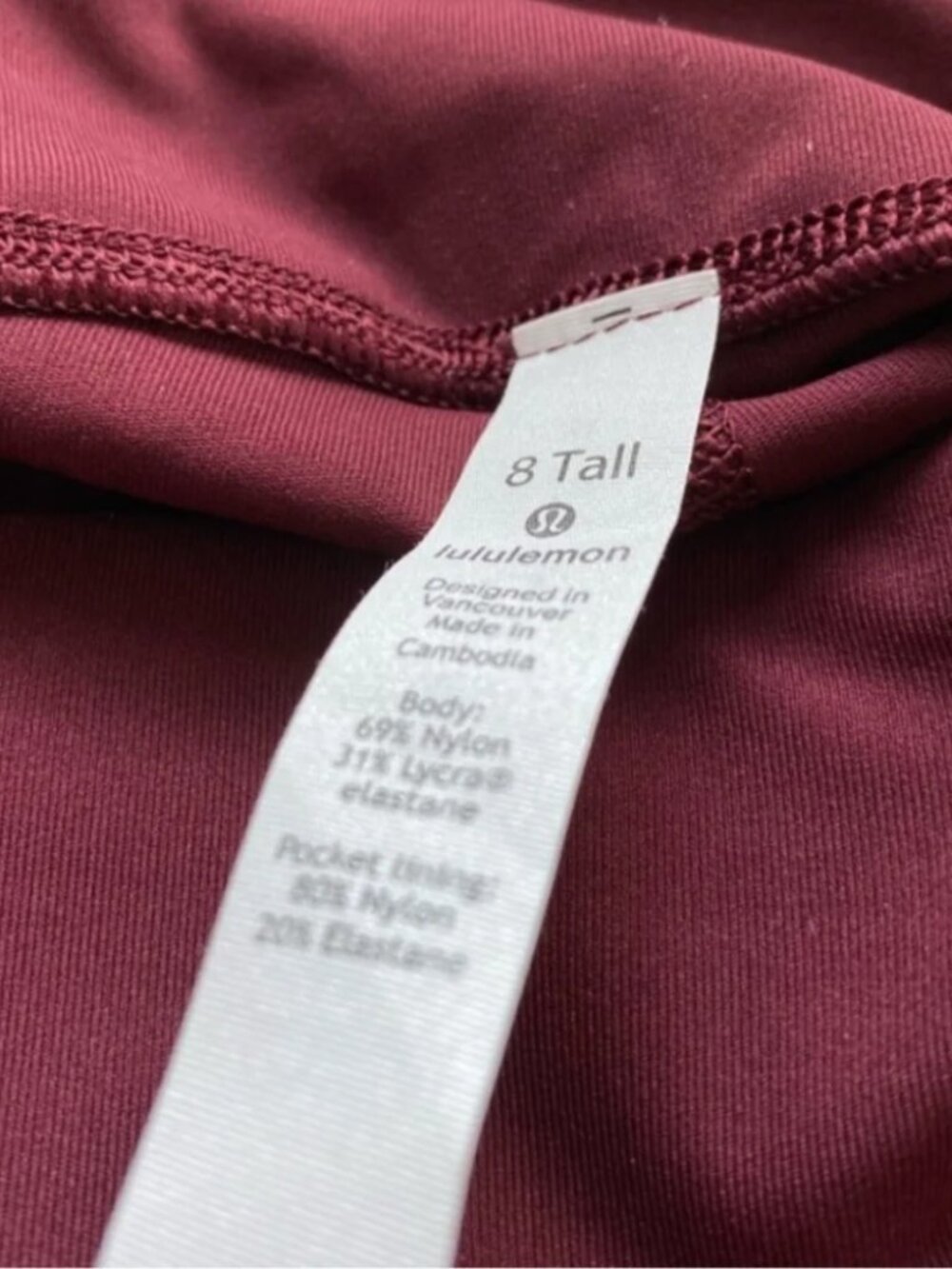 Lululemon Speed-Up Tight in Garnet Size 8 Tall in Luon Fabric - Picture 8 of 8
